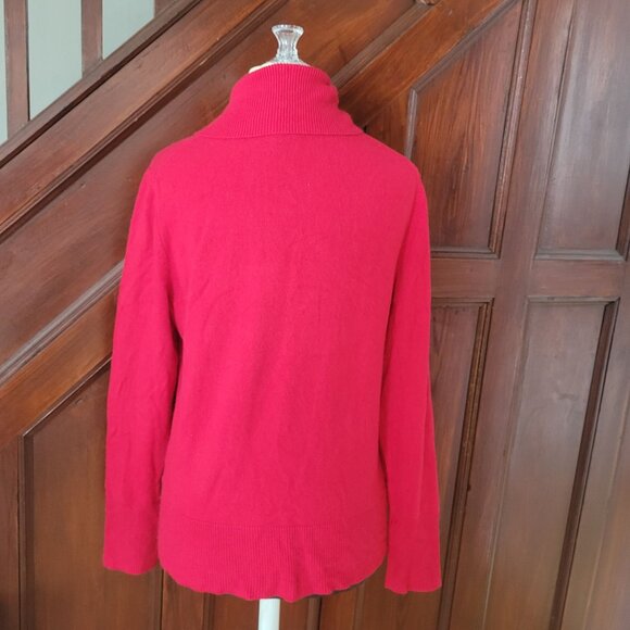 Victor Alfaro Red Cashmere Turtleneck Sweater Womens XL - Picture 4 of 5